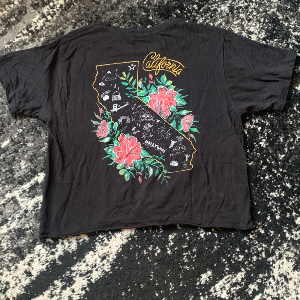 Faded Black California Landmarks Graphic Crop Top T-Shirt - Picture 4 of 11